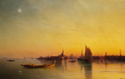 日落时从泻湖威尼斯 作者 Ivan Konstantinovich Aivazovsky