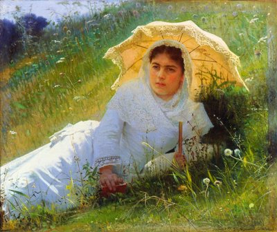 在草地上的热天。 1883年中午 作者 伊万·克拉姆斯科伊（Ivan Kramskoy）