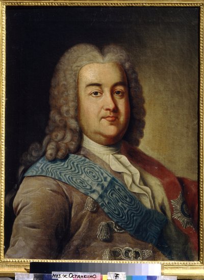 Portrait du Prince Alexis Mikhailovich Tcherkasski (1680-1742)（切尔卡斯基王子肖像）。Peinture de Ivan Petrovich Argunov (Argounov) (1729-1802), huile sur toile, milieu 18e siecle.18 世纪俄罗斯艺术。国家陶瓷和乡村博物馆 作者 伊凡（Ivan Petrovich）Argunov