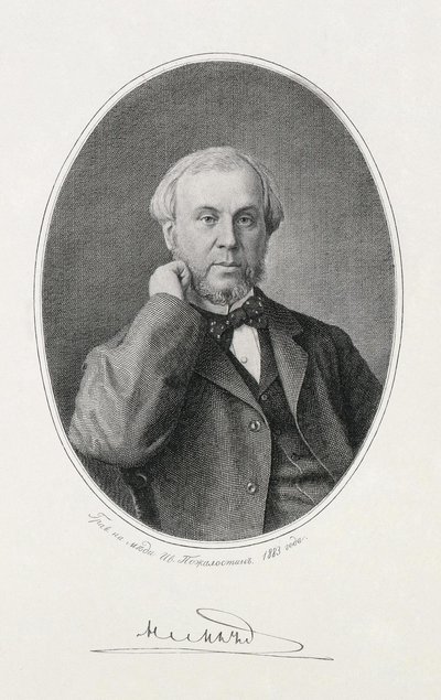 尼古拉·阿列克谢耶维奇·米尔尤丁（1818-1872）的肖像，1883年 作者 Ivan Petrovich Pozhalostin