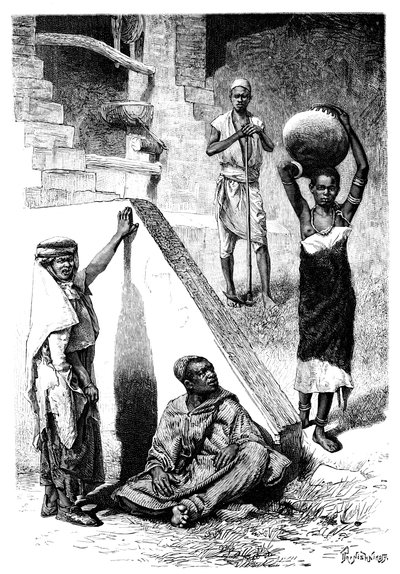 苏丹阿拉伯人和一名希卢克女奴隶，苏丹，1895年。 作者 伊凡（Ivan Pranishnikoff）