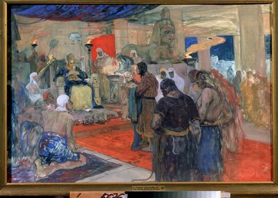 埃及古代："宫廷前的法老"，约 1900 年 作者 Ivan Silych Goriuschkin-Sorokopudov