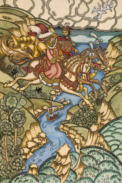 童话故事的插图玛丽亚·莫雷芙娜（Marya Morevna），1913-1915年 作者 伊万·雅科夫列维奇·比利宾
