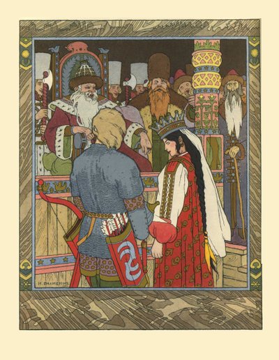 1902年Ivan Tsarevich，Firebird和Gray Wolf的童话插图 作者 伊万·雅科夫列维奇·比利宾