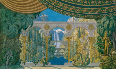 切尔诺莫花园。 M. Glinka的歌剧Ruslan和Ludmila的舞台设计，1913年 作者 伊万·雅科夫列维奇·比利宾