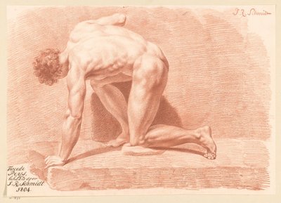 跪着的男性裸体，从侧面看（1804 年二等奖） 作者 伊扎克·里维特·施密特