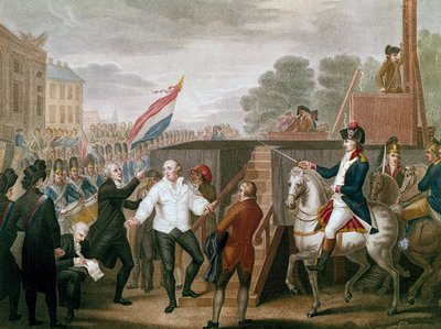 法国大革命。"1793年1月21日，国王路易十六和他的忏悔者埃奇沃斯在一起" 国王走上了脚手架。J.F.卡泽纳夫（1770-?）的插图 1793年 作者 JF卡泽纳夫