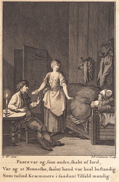 厨师 Marthe 进入 Peder Paars 和 Per Ruus 的客厅 作者 JF克莱门斯