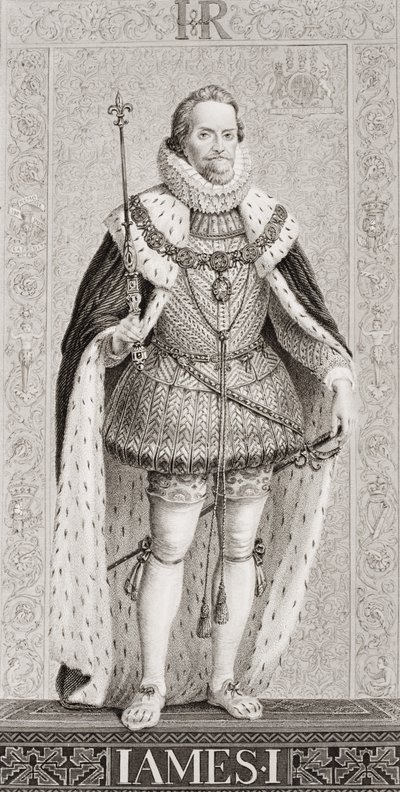 詹姆斯一世（1566-1625）来自“英国和苏格兰历史插图”第一卷 作者 威廉姆斯（JL Williams）