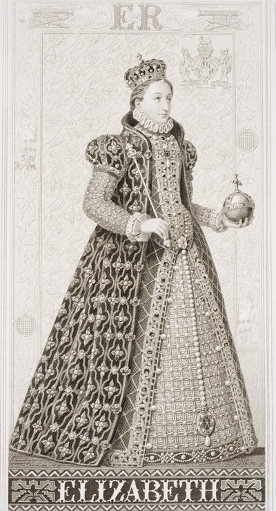 英国女王伊丽莎白一世（1533-1603）来自“英国和苏格兰历史插图”第一卷 作者 威廉姆斯（JL Williams）