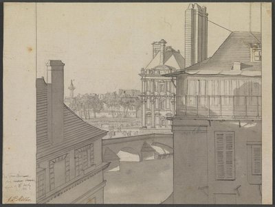 1812 年 3 月 6 日，从 J.P. Møller 在博讷街 3 号欧兰德酒店的寓所俯瞰塞纳河对岸的杜伊勒利宫和里沃利街。1812 年 3 月 6 日，塞纳河对岸杜乐丽宫和里沃利街的景色 作者 JP穆勒