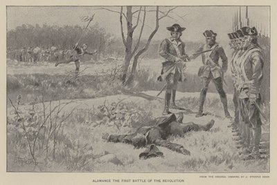Alamance, the first battle of the revolution (litho) 作者 J.（之后）尖塔·戴维斯（Steeple Davis）