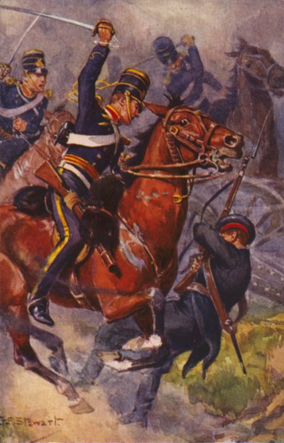 克里米亚战争巴拉克拉瓦战役中的英国第 4 轻骑兵旅士兵 作者 J. A. Stewart