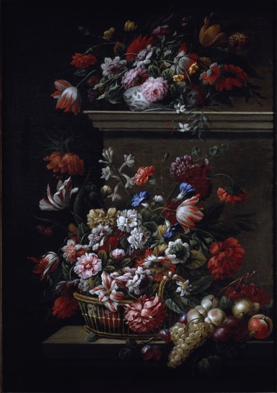 花的静物（布面油画） 作者 JB 和 Bogdany Jakob Monnoyer