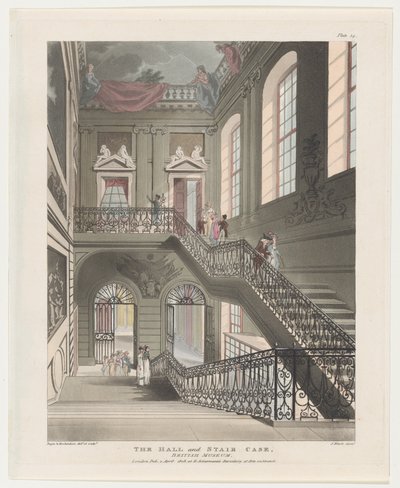 The Hall and Stair Case, British Museum, April 1, 1808., April 1, 1808. 作者 J. 布拉克