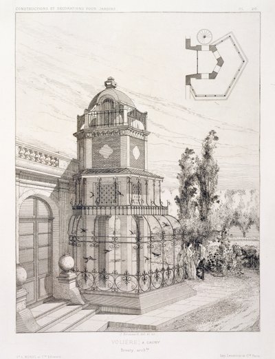 歌鸟的鸟舍，来自各种建筑师，酒吧的大量设计。 Morel＆Cie，巴黎，1880年 作者 J·布萨德