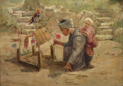 日本男孩建造战车，1895年。 作者 JC 阿尔特。