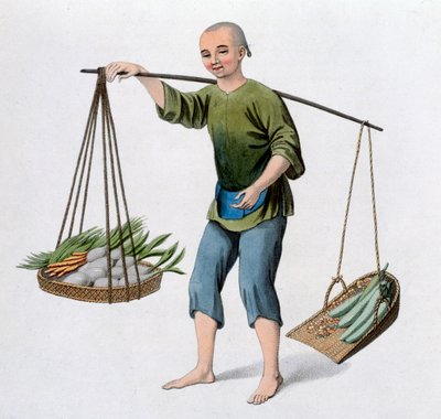 一个带着蔬菜的男孩，1800年 作者 达德里