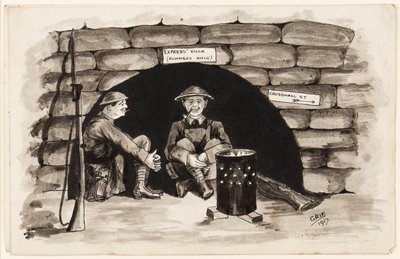 Express Villa（仅限跑步者）：法国的一个温暖的角落，1917年（笔，笔和墨水在纸上） 作者 格里菲斯