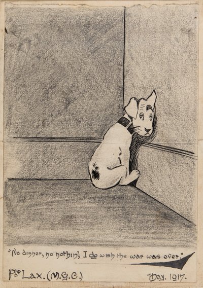 没有晚餐，没有什么，我希望战争结束，1917年（铅笔，钢笔和墨水在纸上） 作者 J·拉克斯