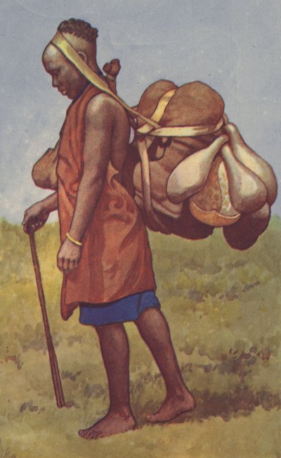 肯尼亚殖民地的妇女挑着担子（彩色石版画） 作者 麦克法伦