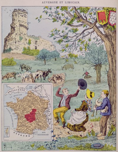 Auvergne和Limousin，1893年Marie de Grandmaison环法自行车赛的插图 作者 莫雷尔