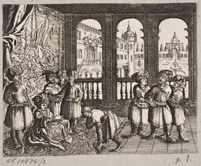 插图 til Adam Olearius，"Persianischer Rosenthal von einem Sinnreichen Poeten Schich Saadi[......]"，石勒苏益格，1660 年 作者 J穆勒