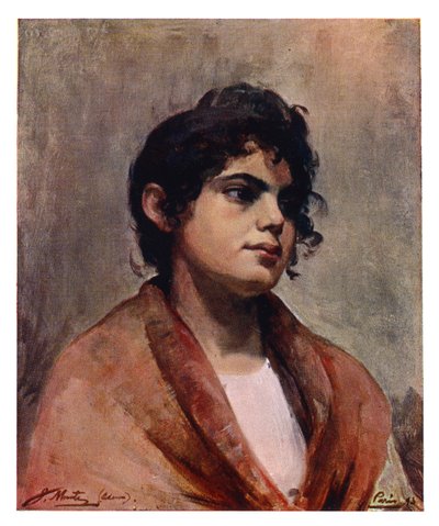 意大利女孩的头部研究，1901年。 作者 J·蒙茨