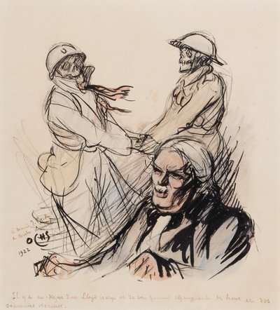 劳埃德·乔治（Lloyd George）在1922年，1922年仍然在玩第一次世界大战的les lieus et les souvenirs serieux（笔，画笔，墨水和纸张） 作者 奥克斯