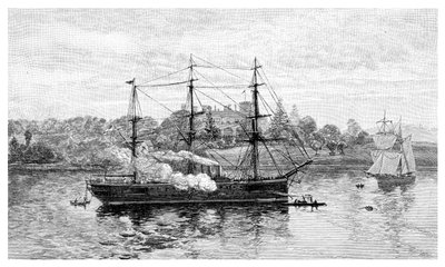 总督府和HMS Nelson，澳大利亚新南威尔士州悉尼，1886年。 作者 JR阿什顿