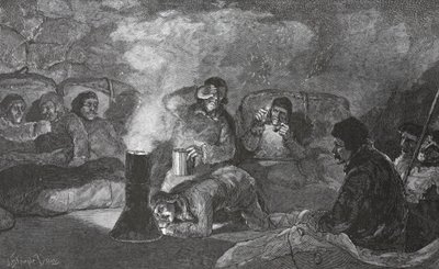 我们的冬天小屋内部在阵营黏土，在烹调期间，1883年客栈。伦敦1886年 作者 J.尖顶戴维斯
