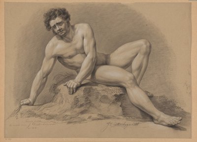 坐着的男性裸体，从正面看（二等奖 1810） 作者 J. Uittenbogaardt