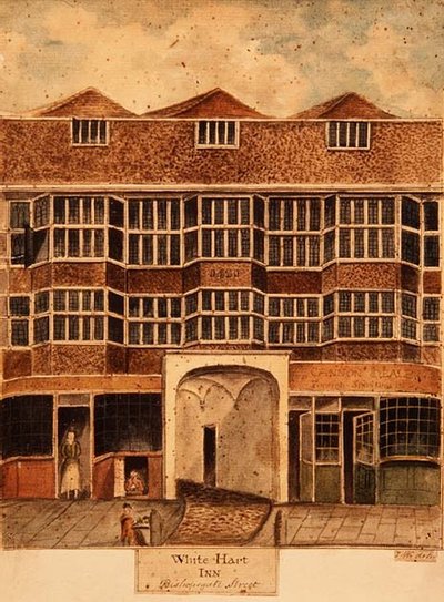 白鹿旅馆，主教街，约1810年 作者 威廉姆斯