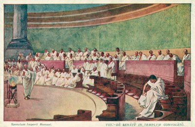西塞罗在古罗马元老院攻打喀提林（彩色石版画） 作者 威廉姆森