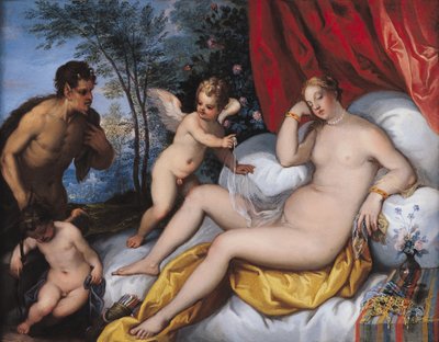 金星和潘（铜上的油） 作者 J. and Rottennhammer, Hans I Brueghel