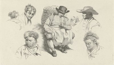 带人物和休息的带烟斗的鱼贩的研究用纸
研究版画 / Etudes gravées（系列名称） 作者 雅各布·恩斯特·马库斯