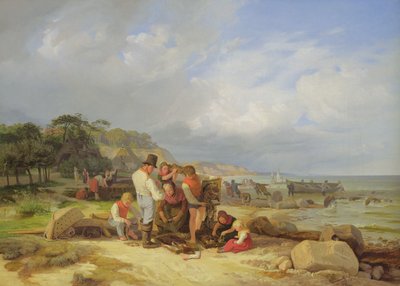 1835年Probstei的渔民（油画上的油画） 作者 雅各布·根斯勒