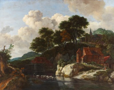 丘陵景观与水车，c.1670 作者 Jacob van Ruisdael