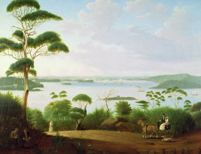 悉尼港望向悉尼，1848年 作者 雅各布·詹森（Jacob Janssen）