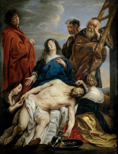 "" Pieta "" 雅各布·乔登 (Jacob Jordaens) (1593-1678) 的画作 - 1650-1660 - 布面油画 暗淡 221x169 cm Museo del Prado, Madrid 作者 雅各布·乔丹斯