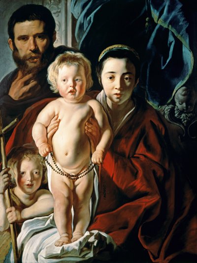 神圣家族与施洗者圣约翰，c.1620-25 作者 雅各布·乔丹斯