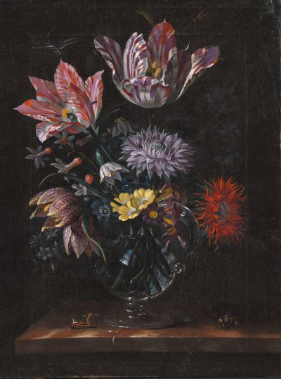 插着鲜花的玻璃花瓶 作者 Jacob Marrel