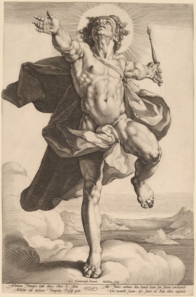 阿波罗作为太阳 作者 Jacob Matham，以 Cornelis Cornelisz van Haarlem 为原型