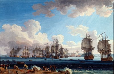 1770年7月5日的切斯马海战》，18世纪。   作者 雅各布·菲利普·哈克特