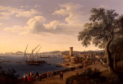 加埃塔港、码头和堡垒，雅各布·菲利普·哈克特 (Jacob Philipp Hackert) 作者 雅各布·菲利普·哈克特