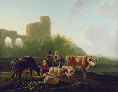 与牛和绵羊的土气数字 作者 Jacob Van Stry