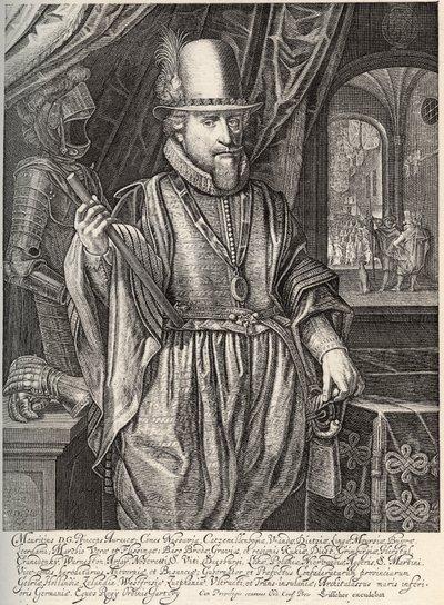 莫里斯-德-拿骚（1567-1625）的肖像，奥兰治王子，拿骚伯爵。维尔姆-雅各布斯-德尔夫（1580-1638）17世纪的雕刻作品 作者 雅各布·威廉姆斯·德尔夫