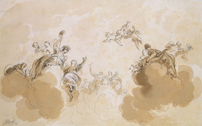 在哈尔姆的Valkenburg House设计天花板（纸笔和墨水笔在纸上） 作者 雅各布·德·威特