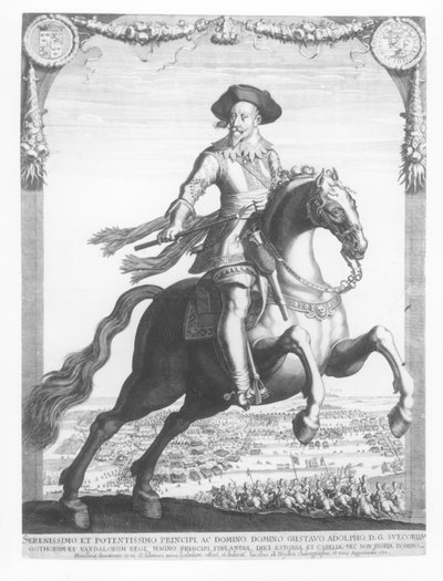 Gustavus Adolphus II，瑞典国王，骑马，1632年 作者 雅各布·范德·海登