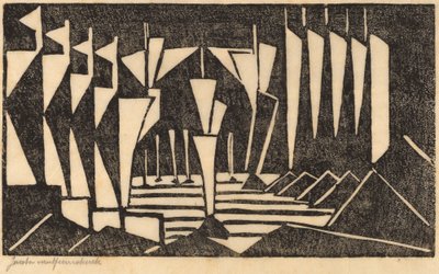 风格化的帆船，1915年。 作者 雅各巴·范·亨斯科克·范·贝斯特